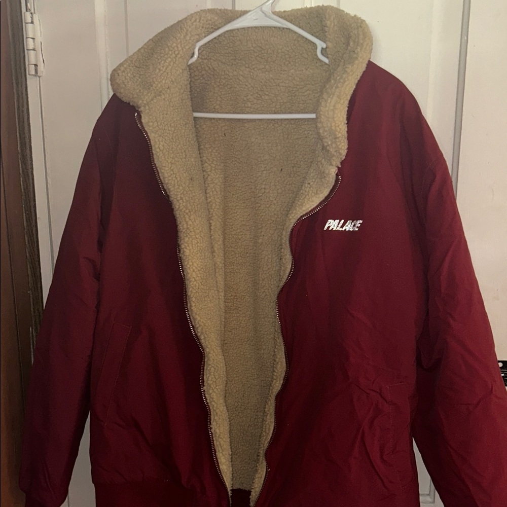 PALACE REVERSABLE Maroon Sherpa Jacket with Cream